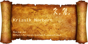 Krizsik Norbert névjegykártya