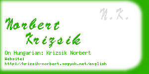 norbert krizsik business card